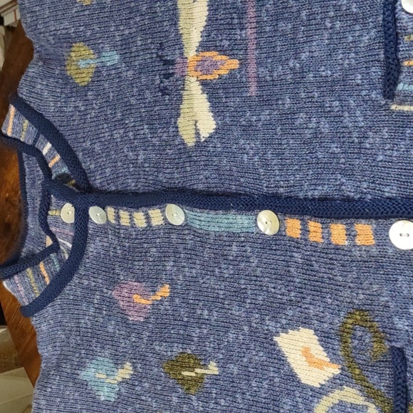 Vintage Icelandic Design Butterfly/Flowers Cardigan Sweater/Jacket - Picture 10 of 12